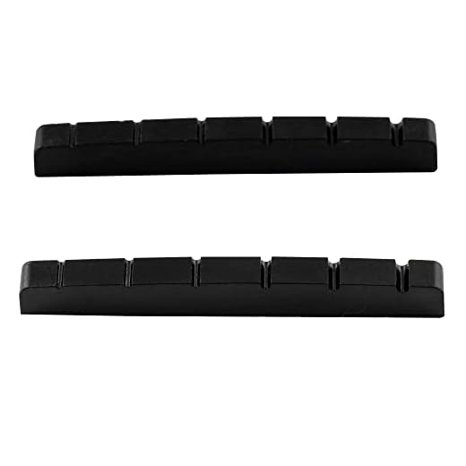 Musiclily Plástico de Resina Urea Ranurada 42mm Cejuela Superior Tipo Strato Tele Nut Base Plana para Guitarra Eléctrica Stratocaster/Telecaster 6 Cuerdas, Negro(2 Piezas)