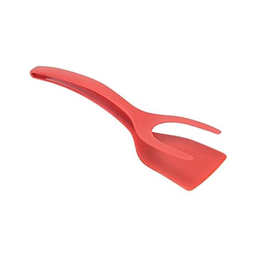 ESSUE Egg Spatula, Grip and Flipp Tongs Spatula, Fried Eggs Turners, 2 in 1 Omelette Clamp, Frying Turning Grilling Kitchen Cooking Tool for Omelette, Pancake, Steak, Fish, and Egg Ziurmut, Red
