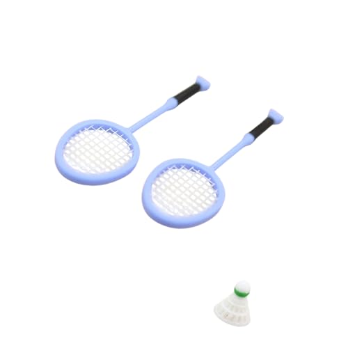 ZEPFJHE 3. Juego detallado de raquetas de bádminton, muebles, manualidades, juego creativo, accesorios de fotos, miniatura, coleccionables