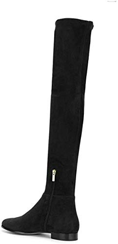 YDN Women's Suede Side Zipper Knee High Boots Over The Knee Low Heels Stretchy Boots3