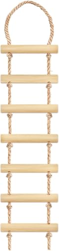 Wichteltür Strickleiter Miniatur Leiter für Wichtelsreich/Wichtelzubehör Braun oder Beige Holz Hanf Traditionell-Rustikal