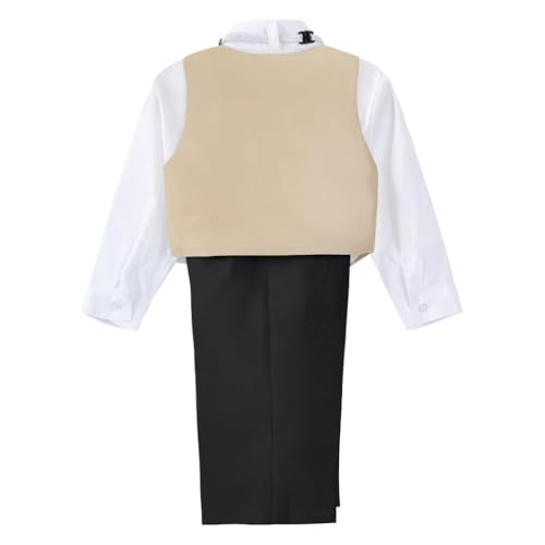Image of Lito Angels Baby Boys Jacquard 5 Piece Tuxedo | Jacquard Jacket, Shirt, Bow Tie, Pants, Vest, Tuxedo Tail, Wedding Outfit
