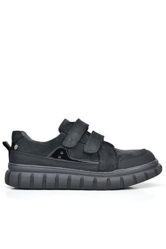 Image of SIRRI Boys Black Leather School Shoes, Formal Smart Back to School Trainers