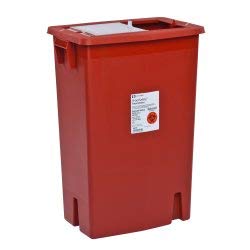 SharpSafety Sharps Container 1-Piece 18-3/4 H X 18-1/4 W X 12-3/4 D Inch 12 Gallon Red Vertical Entry Sliding Lid, 8935 - Case of 10