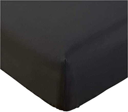 ComfyWell Double Sheet Fitted - Fitted Sheets Double Deep Fit (35 cm) - Soft Brushed Microfibre Fabric black bedding - Shrinkage and Fade Resistant. (Double (135x190cm), Black)