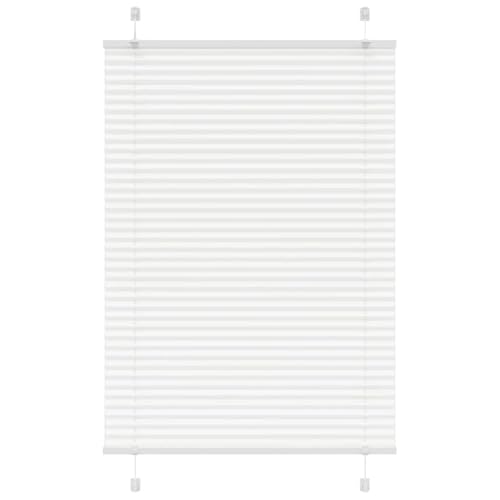 Estor Plisado Blanco 95x100 cm Tela Ancho 94,4 cm Poliéster - Persianas Plisadas Elegantes para Ventanas con Montaje Sin Taladro, Control Solar y Privacidad, Decoración