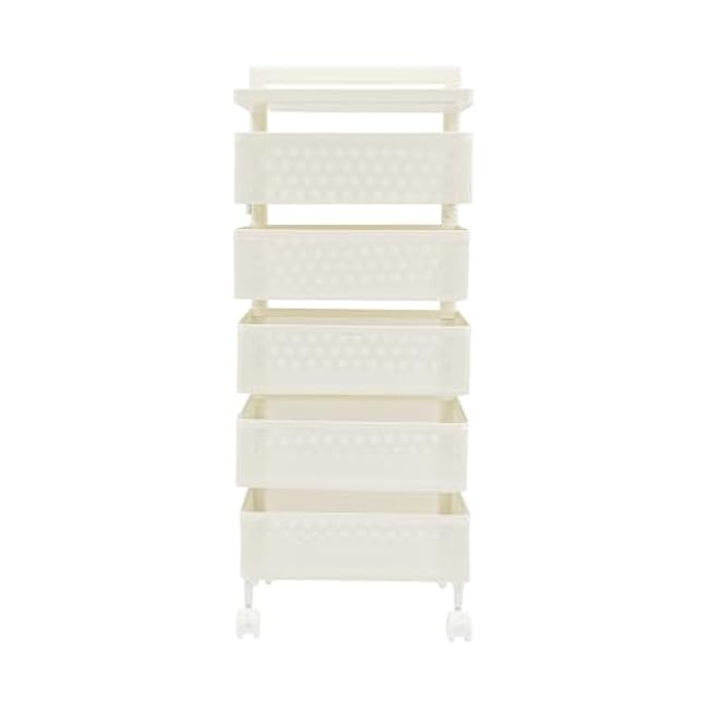 Kitchen Storage Cart,5 Tier Rolling Cart Storage for Potato Onion Bread Banana,Fruit Vegetable Basket Stand with Metal Top Lid,Freestanding Kitchen Organizer with Lockable Wheels-KGYuL01F