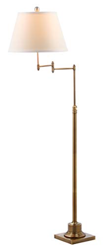 SAFAVIEH Lighting - Ingram Adjustable Swing Arm Floor Lamp, Brass Gold Traditional Standing Reading...