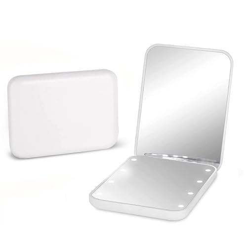 Travel Makeup Mirror with Light for Purse, 1X/3X Magnification, Portable and Folding