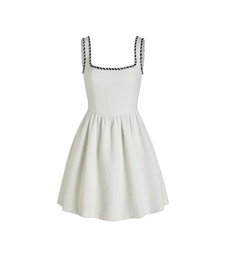 CIDER Tweed U-Neckline Solid Mini Dress