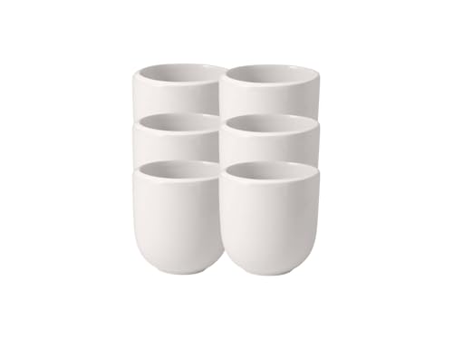 Villeroy & Boch - NewMoon Becher ohne Henkel, 6 Stück, Moderne Tasse für Tee und Kaffee, Premium Porzellan, weiß, spülmaschinengeeignet, Porcelain