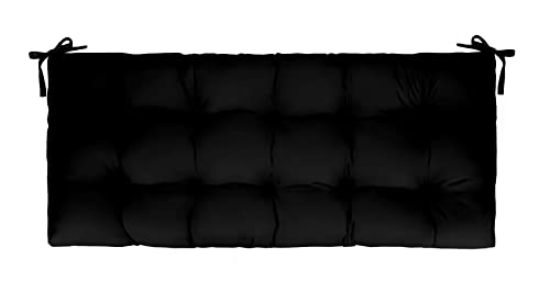 RSH Décor Indoor Outdoor Tufted Bench Cushion with Ties (60” x 18”), (Black)