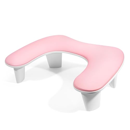 Arm Rest for Nails Tech - U-shaped Manicure Nail Hand Rest Pillow Cushion Big Microfiber Leather Nail Arm Rest Stand for Acrylic Nail Art Tech (Pink)
