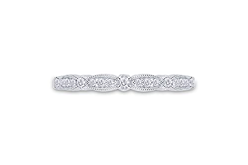 AFFY Round Cut Natural Diamond Vintage Style Wedding Band in 14K Gold Over Sterling Silver (0.14 Cttw)2
