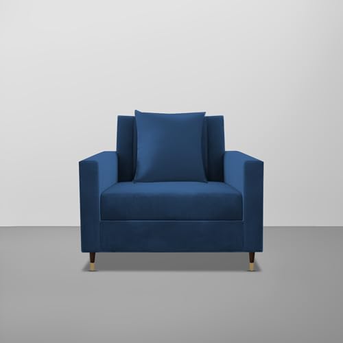 Image of Casaliving Garcia 1 Seater Sofa Set for Living Room (Blue Colour) Premium Fabric Sofa