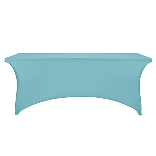 Image of FORLIFE Spandex Table Cover - Fitted Rectangular Tablecloth, 6ft, Stretch Patio Cover, Universal for Wedding, Banquet, Party (Aqua)