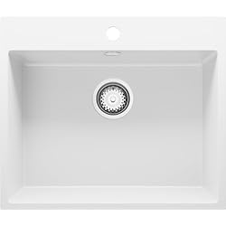 Mueble Fregadero 60 Cm Fregadero Cocina Blanco 58x50 cm, Fregadero Granito 1 Seno + Kit de Drenaje, Fregadero al mueble 60cm, Fregadero Empotrado de Primagran