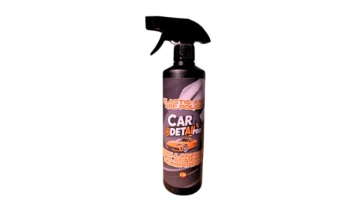 Car Detail Pro Abrillantador/Renovador de Plástico y Neumáticos Coche Moto Restaurador Gomas Viejas Recupera Brillo Interior y Exterior para Abrillantado en Casa - Sin siliconas 500ml + Esponja