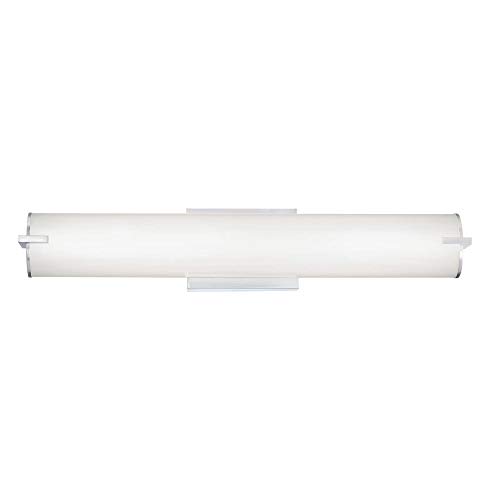 Image of Westinghouse Lighting 6112100 Ashwin Transitional One-Light, 25 Watt Dimmable LED Indoor Wall Fixture with Color Temperature Selection, Brushed Nickel Finish, White Frosted Shade - 25 inch