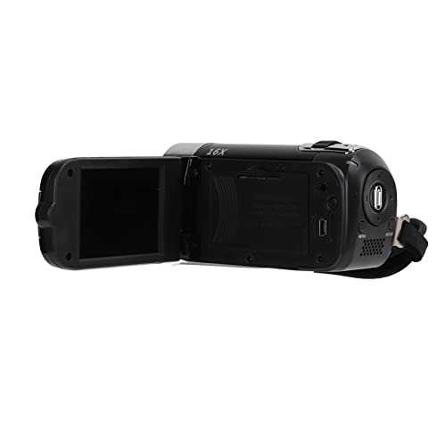 Videocamera Camcorder 4K 48MP, Display LCD da 2,7 Pollici, Zoom 16X, Interfaccia USB per Trasferimento, Flash Incorporato, Rotazione di 270°, Interfaccia a Vite da 1/4 di (BLACK)