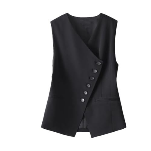 OWEIEYEU Women's Double Breasted Slim Fit Vest With Diagonal Slit