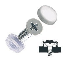 CRL White Countersunk Large Snap Cap Screw Covers - Package of 100