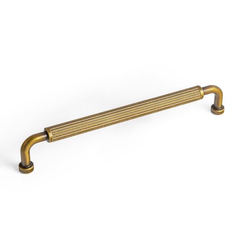 Image of Goo-Ki Antique Brass Cabinet Pulls Fluted 7 9 /16 in Hole Centers, 6 Pack