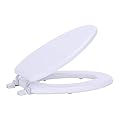 Soft Elongated Vinyl Toilet Seat, White - 19 Inch Soft Vinyl Cover with Comfort Foam Cushioning - Fits All Elongated Size Fixtures - Easy to Install Fantasia by Achim Home Decor