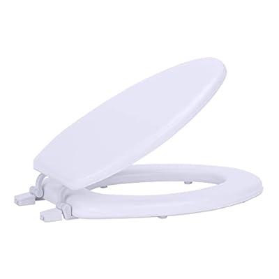 Soft Elongated Vinyl Toilet Seat, White - 19 Inch Soft Vinyl Cover with Comfort Foam Cushioning - Fits All Elongated Size Fixtures - Easy to Install Fantasia by Achim Home Decor