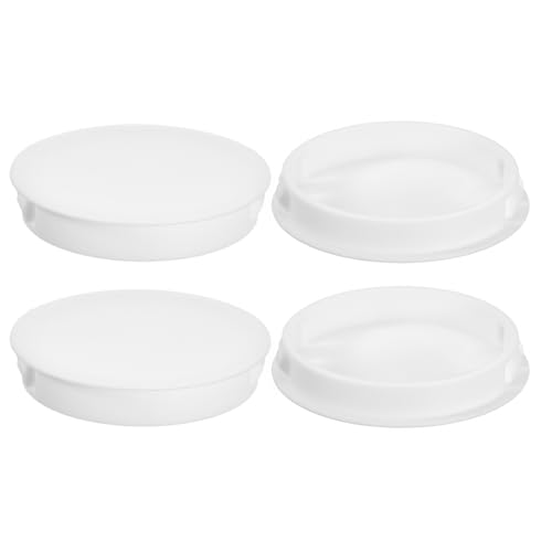 Image of uxcell 60mm /2.36 inch Plastic Hole Plugs, 4Pcs Flush Type Panel Round Snap in Fastener Knockout Locking Plugs for Furniture Insert End Caps Panels, White