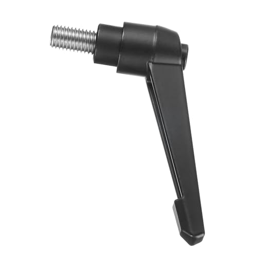 Image of uxcell Adjustable Clamping Lever Handle M12 x 20mm Metric 304 Stainless Steel Male Threaded Stud Hand Knobs Push Button Ratchet Rotating Screw Handles Bolts with Locking Lever Black