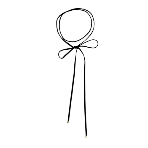 YUOIUX Collar Lace-up Black Velvets Necklace Long Chokers Gothic Bowknot Tie-up Collar Adjustable Chain for Women Teen Girls