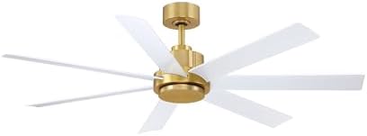Fanimation Pendry 7 Blade Indoor/Outdoor Ceiling Fan 56 Inch Wide with Brushed Satin Brass Finish and Matte White Blades