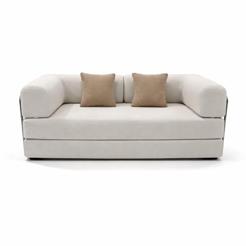 Coco Living Sofá cama Convertible Clic-clac comprimido KAIA 2 plazas (blanco Beige)