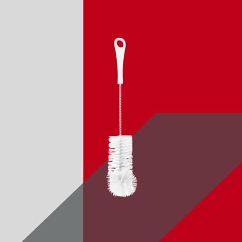 Fackelmann Flaschenbürste TECNO, Reinigungsbürste aus Kunststoff, Glasbürste für verschiedene Gefäße (Farbe: Weiß), Menge: 1 Stück