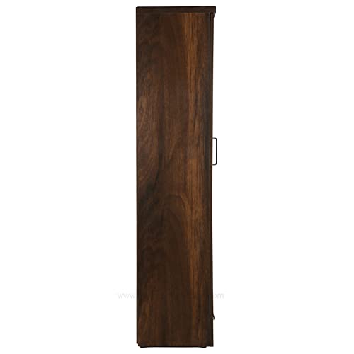 Image of Wood Base Dark Wooden Texture Single Door wardrobeWith Led Light Multi Colour Keychain of Hexagon Brand.
