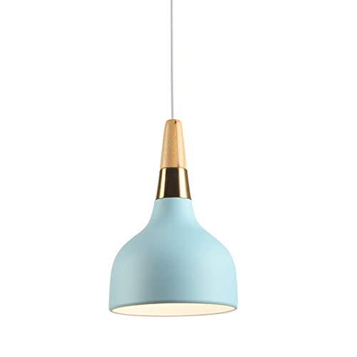Lustre industriel en métal bleu d'artisanat contemporain