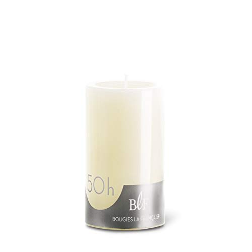 Bougies La Francaise 830502 Colored-Trough Pillar Candle, 50 Hour Burn Time, Ivory, Made in France, 3.94-inch High