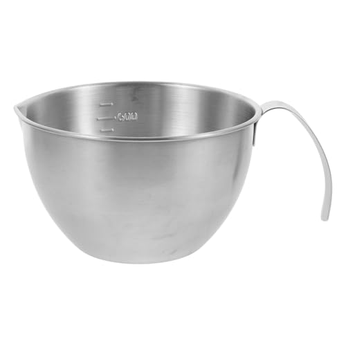 Healifty Cuenco de Acero Inoxidable Asa y Escala Medidora de 600 Ml, Bowl Resistente para Batir Huevos y Mezclar Masa en Uso Diario