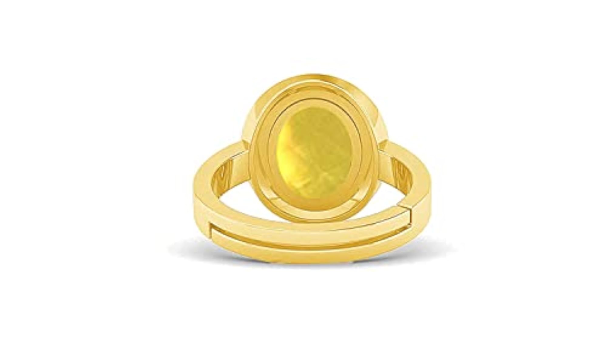 Natural Yellow Topaz Adjustable Ring, Gold Plated