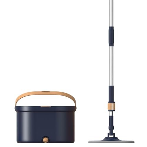 Flaches Bodenwischer- und Eimersystem-Set mit Presse, selbstreinigendem Schleuderwischer und Eimer, trennt sauberes und schmutziges Wasser für die Reinigung von Hartholz, Laminat, Fliesen und Boden,