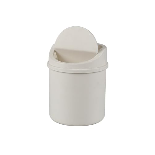 Papelera pequeña de plástico 0.5 gal blanca con tapa basculante