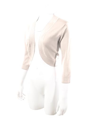 Image of Allsense Women's 3 /4 Sleeve Bolero Shrug for Dresses | Open Front Cropped Cardigan, Lightweight Knit Dress Cover Up