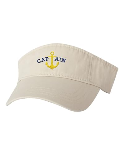 Image of Go All Out Adult Blue Captain & Yellow Anchor Embroidered Visor Dad Hat