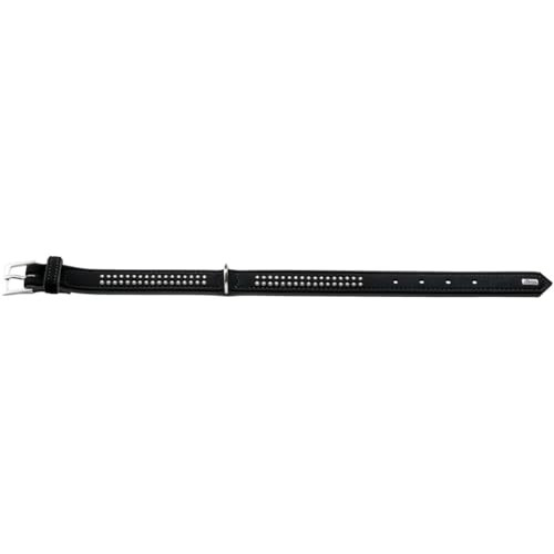 HUNTER SOFTIE DELUXE Hundehalsband, Kunstleder, glitzernde Strasssteine, 40 (XS-S), schwarz