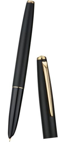 Image of GOLD LEAF Jinhao 911 Matte Black Fountain Pen - Extra Fine Nib, Classic Metal Body, Smooth Writing with Ink Converter. (Matt Black With Gold Clip)