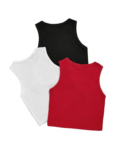 Milumia Girl's 3 Pack Heart Print Tank Top Round Neck Sleeveless Ribbed Knit Tops2