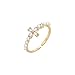 W WEILIRIAN Bohemian Pearl Cross Ring Crystal Cross Knuckle Ring Cz Cross Stacking Finger Ring Handmade Open Ring Vintage Adjustable Ring Jewelry for Women and Girls Gifts