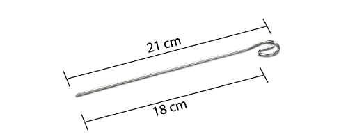 Buddy’s BBQ - Grillspieße/Schaschlikspieße, 12 Spieße, BBQ Spieße, Grillen, Kochen, Fleisch, Fisch, Gemüse, wiederverwendbar, 21 cm Länge, Edelstahl, Flachmaterial, mit Ringgriff