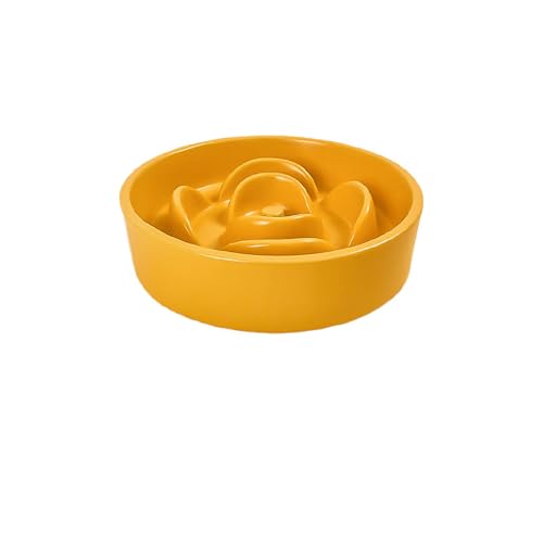 陶器製早食い防止 フードボウル フローラル様 食器 犬 脚付き 凹凸 可愛い 15度 傾斜がある ゆっくり 過食を防ぐ 滑り止め 健康管理 早食い 飲み込み 吐き戻し ダイエット 肥満 猫 小/中/大型 はやぐい防止皿 犬犬 (13*4cm,イエロー)